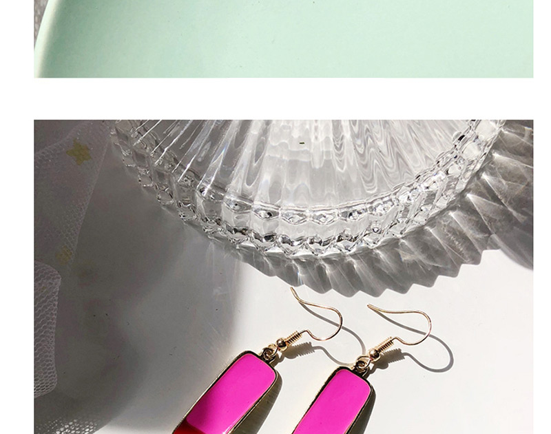 Fashion Elliptical Color Geometric Metal Drop Glaze Stitching Contrast Earrings,Drop Earrings