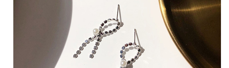 Fashion Silver Knotted Cross Chain Pearl Stud Earrings,Drop Earrings
