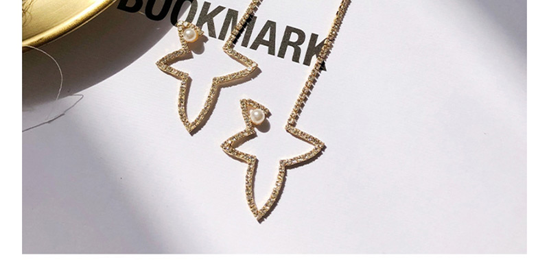 Fashion Golden Four-pointed Star Tassel Irregular Pearl Earrings,Drop Earrings