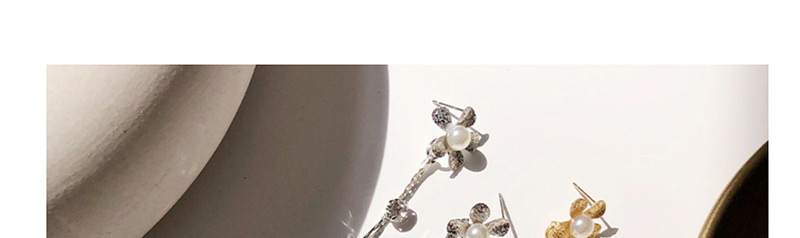 Fashion Silver Flower Tassel Pearl Earrings,Drop Earrings