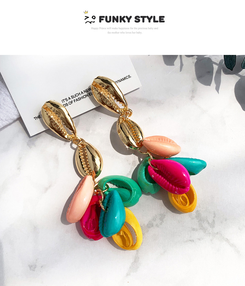 Fashion Color Alloy Resin Shell Earrings,Drop Earrings