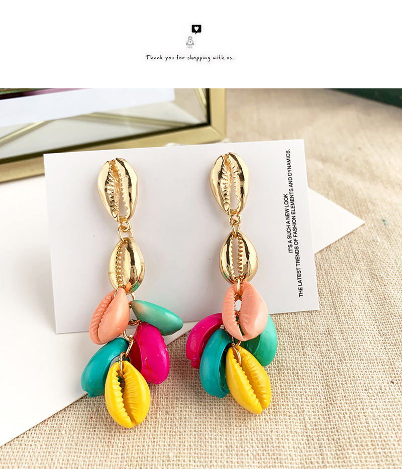Fashion Color Alloy Resin Shell Earrings,Drop Earrings