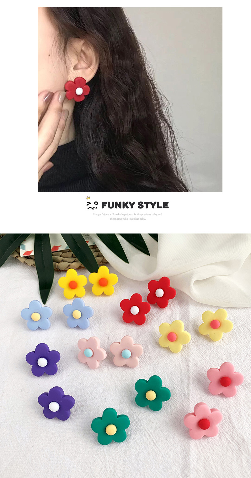 Fashion Purple Alloy Resin Flower Earrings,Stud Earrings