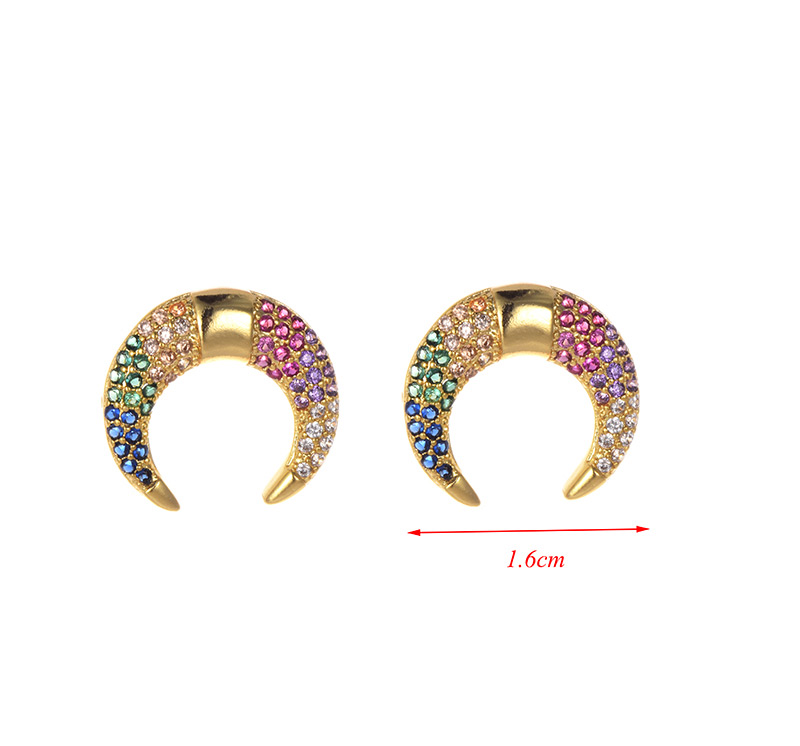 Fashion Gold Copper Inlaid Zircon Moon Earrings,Earrings