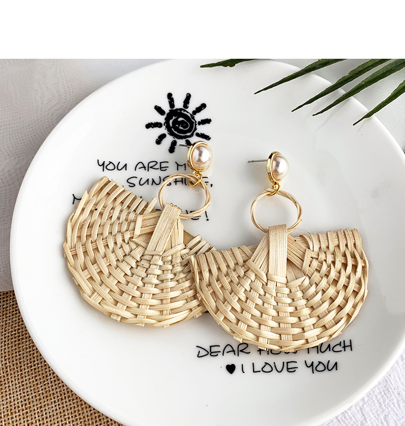 Fashion Gold Alloy Conch Rattan Fan-shaped Earrings,Drop Earrings