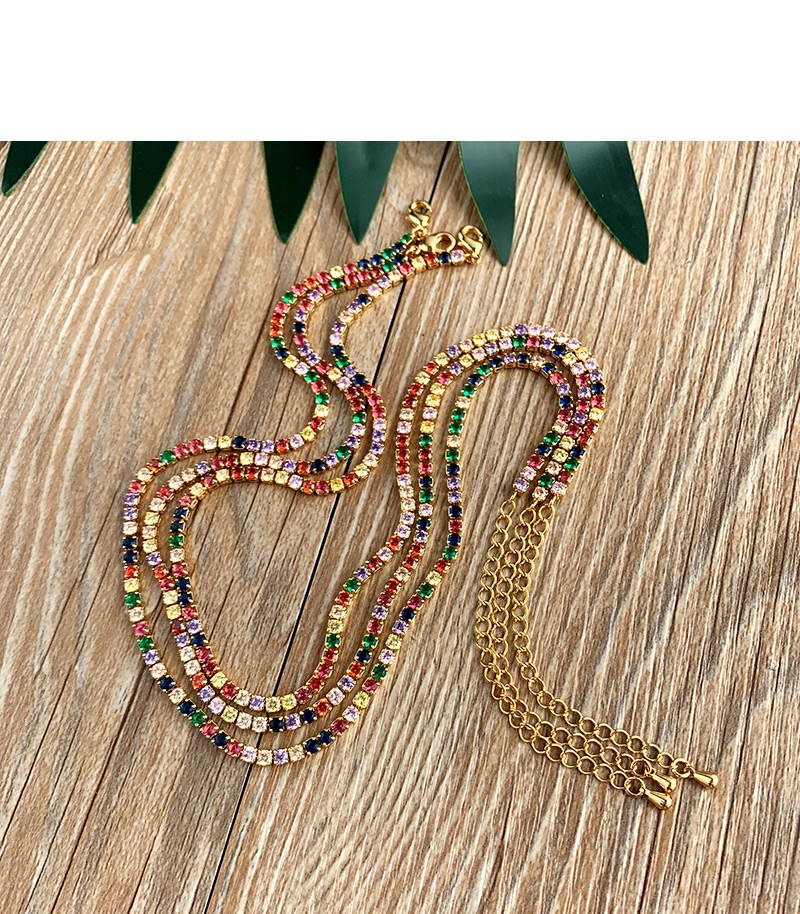 Fashion Gold Copper Inlaid Zircon Necklace,Necklaces