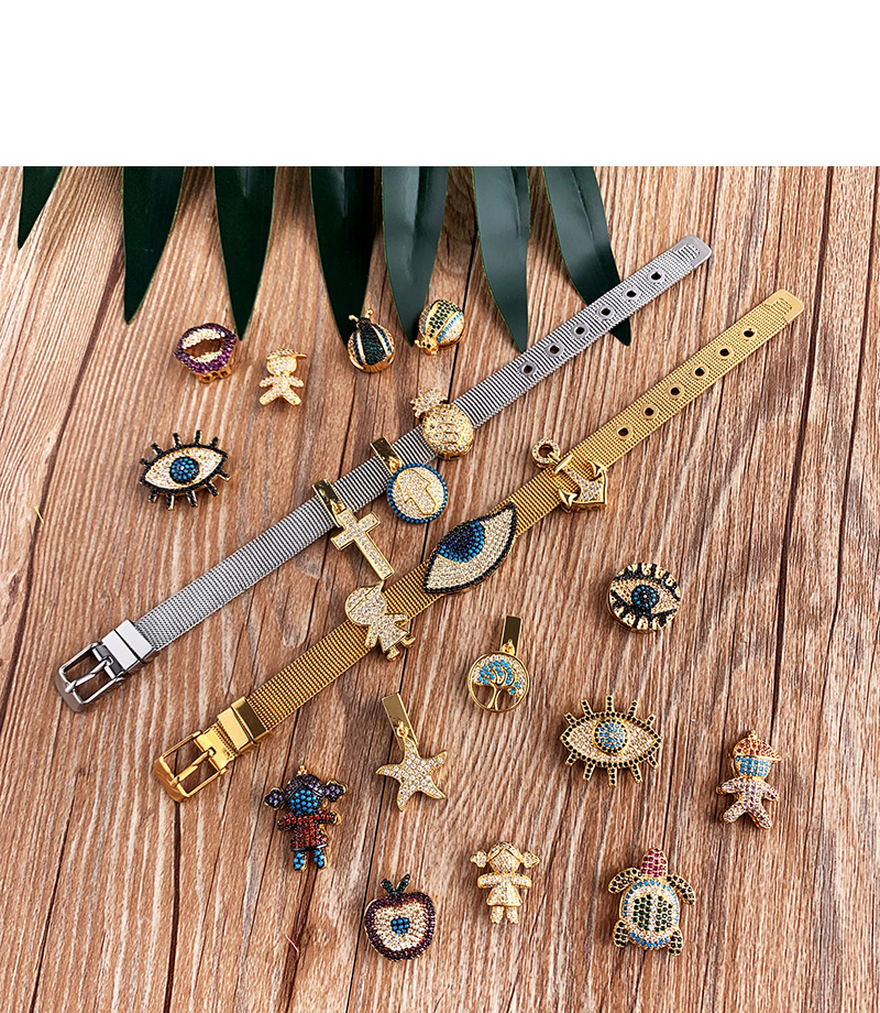 Fashion Gold Stainless Steel Copper Inlay Zircon Three-dimensional Boy Bracelet,Bracelets