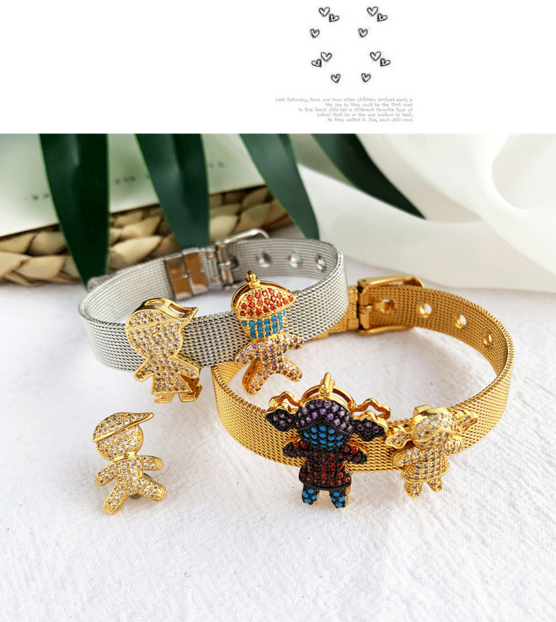 Fashion Gold Stainless Steel Copper Inlay Zircon Starfish Bracelet,Bracelets