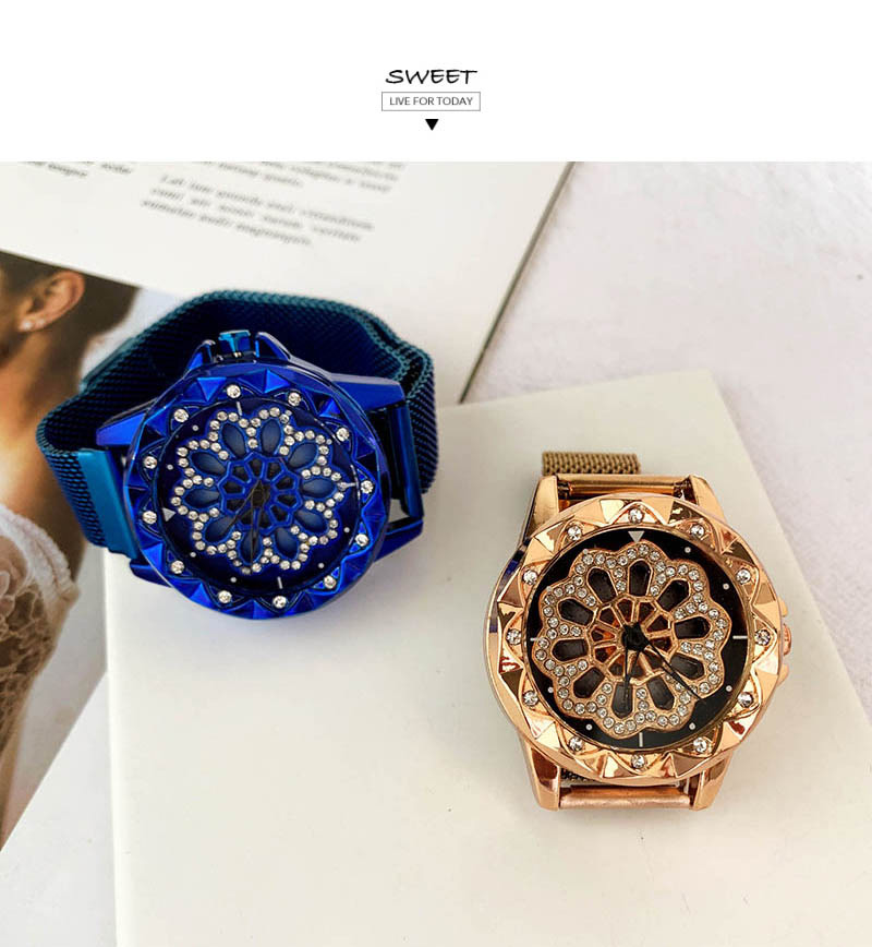 Fashion Purple Alloy Diamond Flower Electronic Watch,Ladies Watches