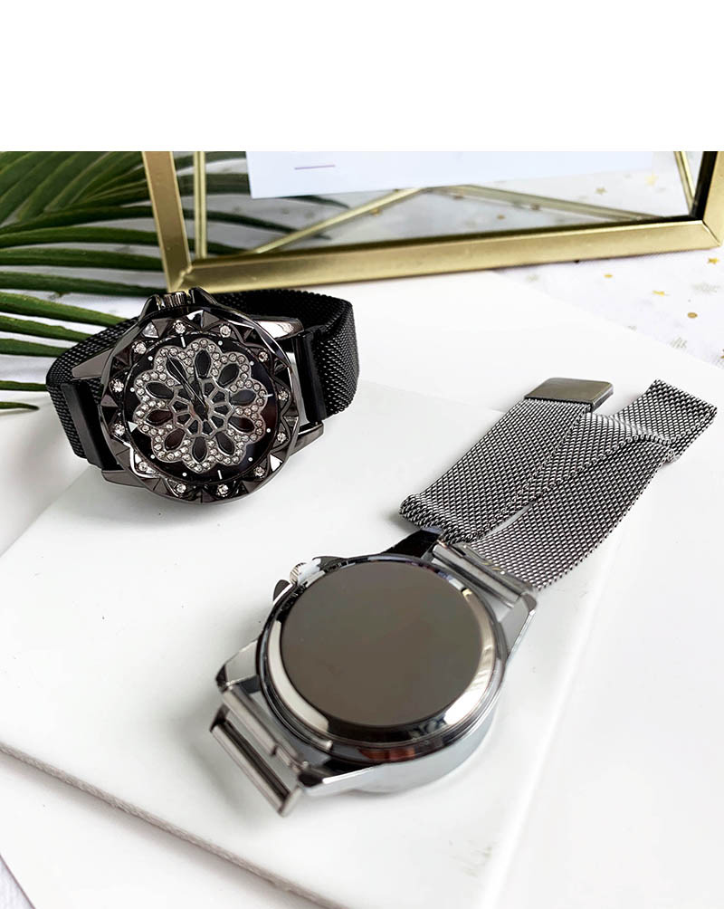 Fashion Black Alloy Diamond Flower Electronic Watch,Ladies Watches