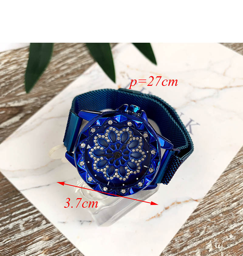 Fashion Blue Alloy Diamond Flower Electronic Watch,Ladies Watches