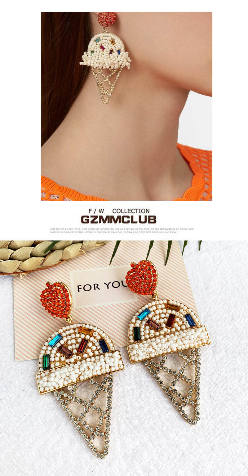 Fashion Color Alloy Diamond Beads Ice Cream Earrings,Drop Earrings