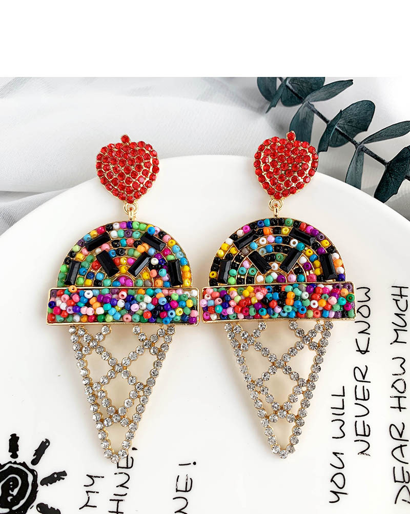 Fashion Color Alloy Diamond Beads Ice Cream Earrings,Drop Earrings