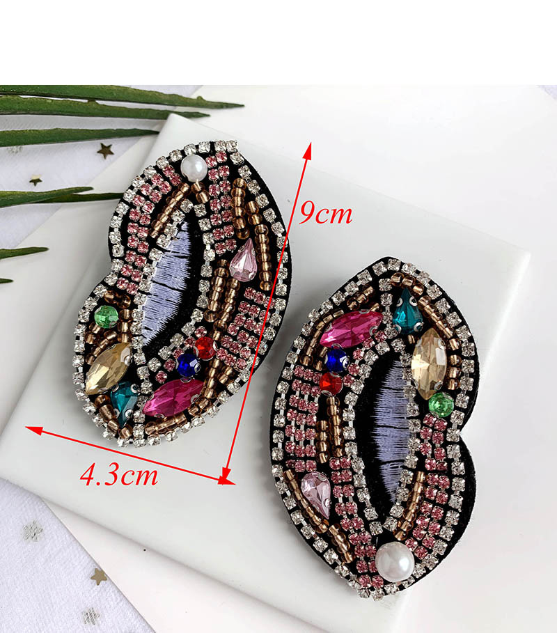 Fashion Red Alloy Non-woven Rice Beads With Diamond Ear Studs,Drop Earrings