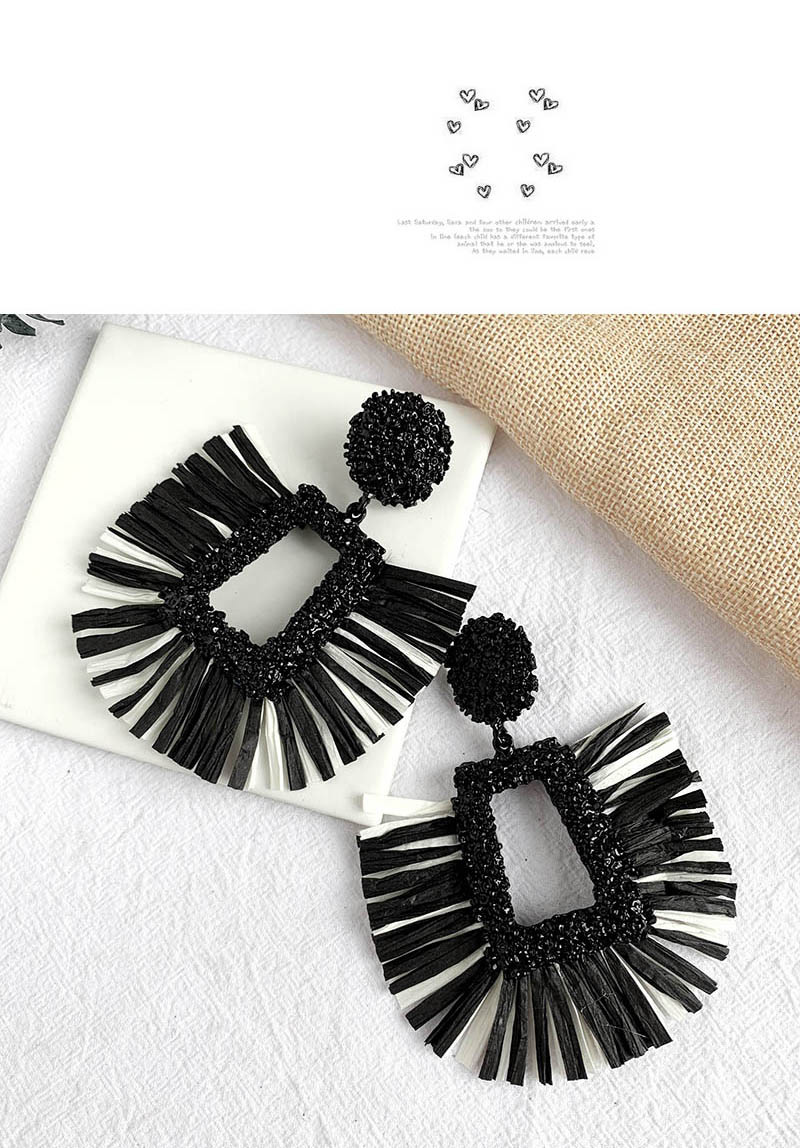 Fashion Gold + Black Alloy Square Lafite Earrings,Drop Earrings