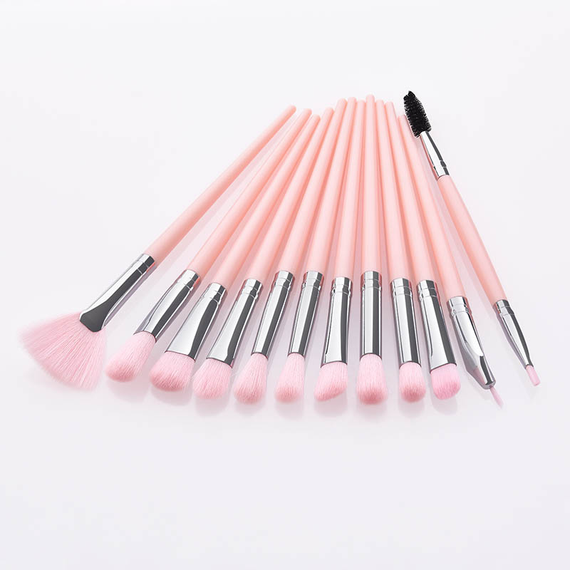 Fashion Pink 12-piece Eye Brush Small Fan,Beauty tools