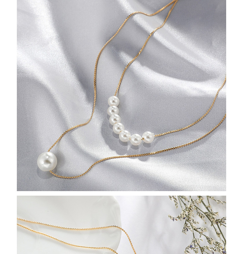 Fashion Gold Knotted Chain Pearl Double Layer Alloy Necklace,Multi Strand Necklaces