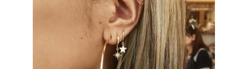 Fashion Gold Six-pointed Star Large Circle Alloy Earrings,Hoop Earrings