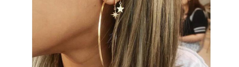 Fashion Gold Six-pointed Star Large Circle Alloy Earrings,Hoop Earrings