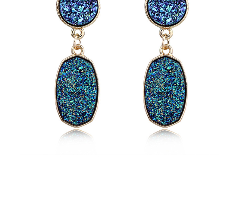 Fashion Blue Alloy Resin Oval Earrings,Drop Earrings