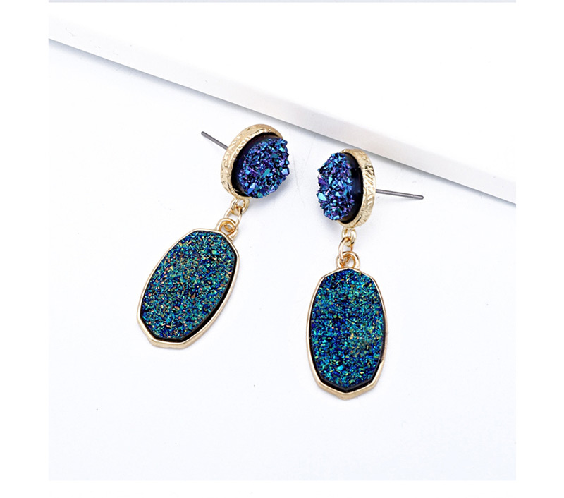 Fashion Blue Alloy Resin Oval Earrings,Drop Earrings