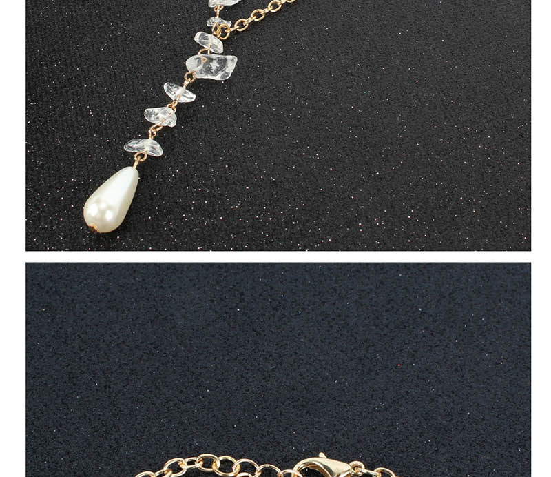 Fashion Gold Single Layer Gravel Pearl Drop Necklace,Multi Strand Necklaces
