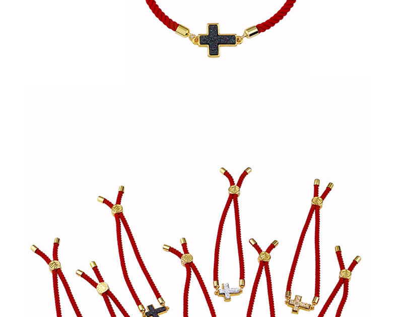 Fashion Black Rope Rose Cross Drawstring Bracelet,Fashion Bracelets