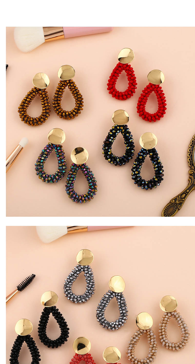 Fashion Black Color Crystal Rice Beads Drops Geometric Earrings,Drop Earrings