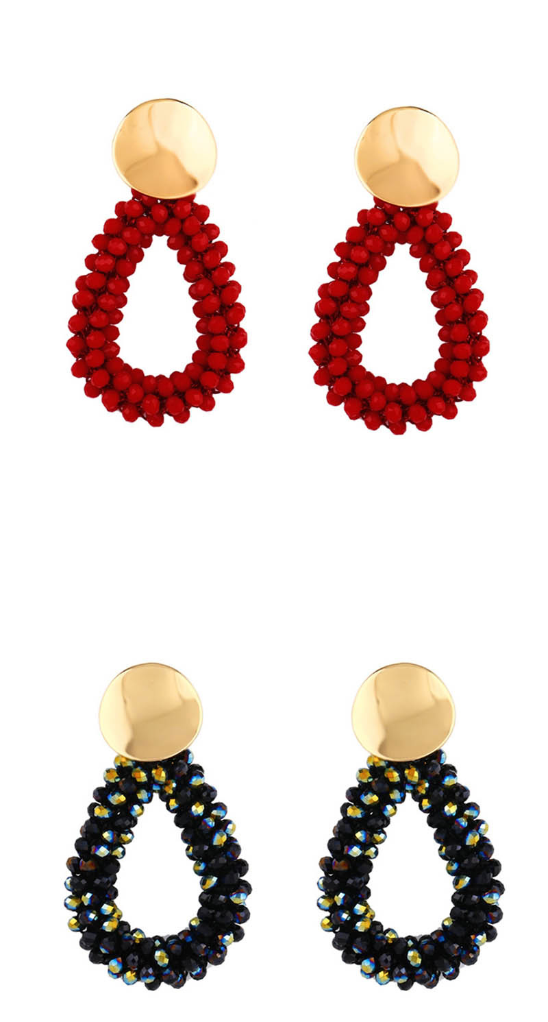 Fashion Red Crystal Rice Beads Drops Geometric Earrings,Drop Earrings