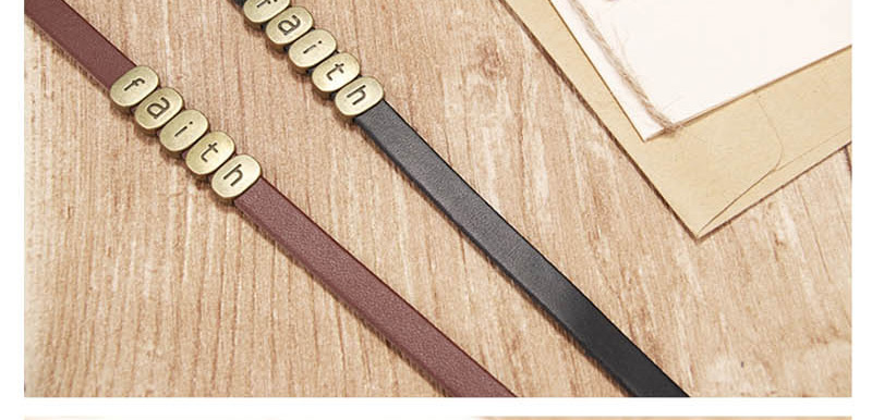 Fashion Brown Letter Cowhide Woven Bracelet,Fashion Bracelets