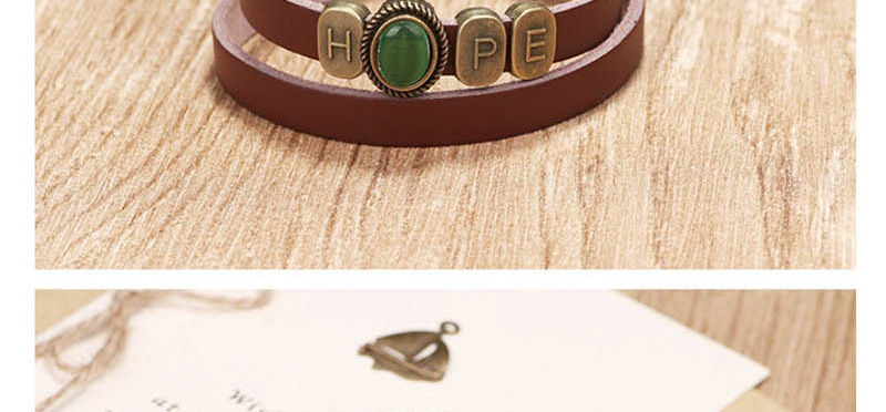 Fashion Brown Hope Braided Alloy Letter Opal Bracelet,Fashion Bracelets