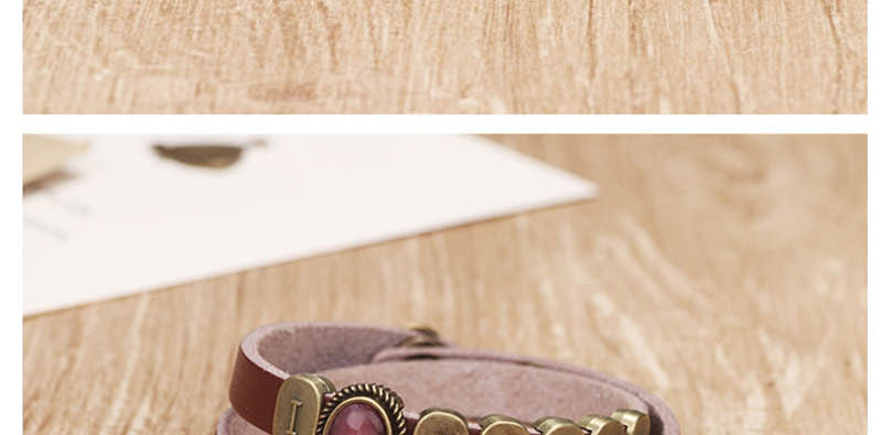 Fashion Black Alloy Letter Leather Bracelet,Fashion Bracelets
