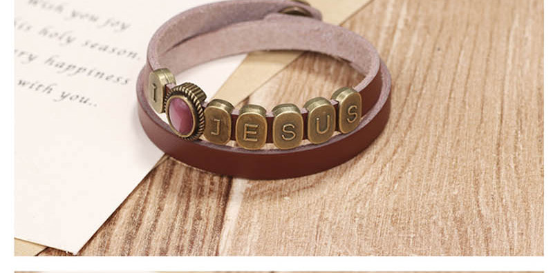 Fashion Brown Alloy Letter Leather Bracelet,Fashion Bracelets
