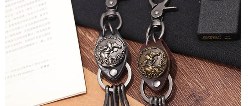 Fashion Ancient Silver Horse To Success Metal Leather Keychain,Fashion Keychain