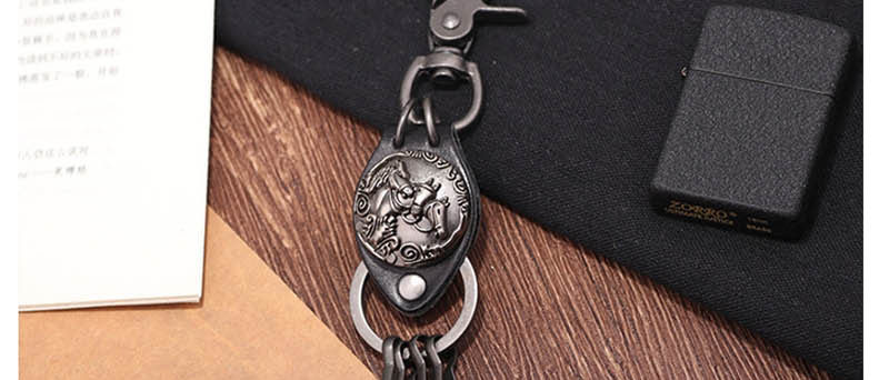 Fashion Ancient Silver Horse To Success Metal Leather Keychain,Fashion Keychain