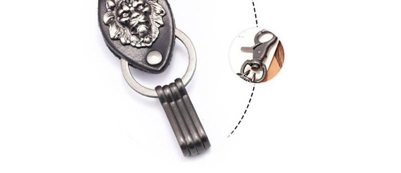 Fashion Ancient Silver Leather Rope Woven Metal Lion Keychain,Fashion Keychain