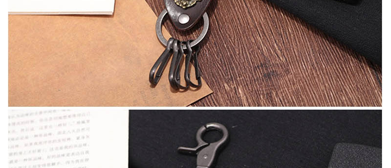 Fashion Ancient Silver Leather Rope Woven Metal Lion Keychain,Fashion Keychain