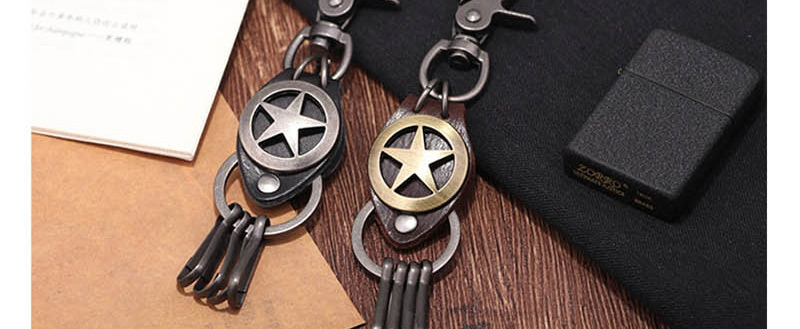 Fashion Bronze Pentagram Keychain,Fashion Keychain