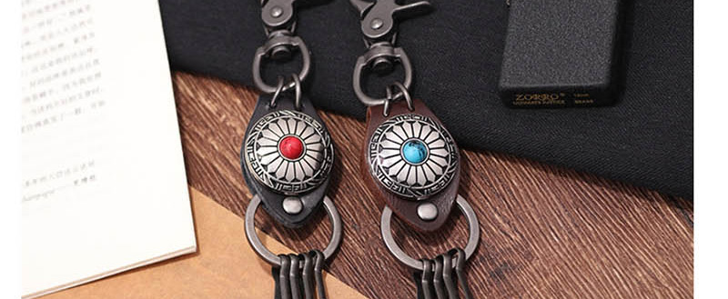 Fashion Red Pine Turquoise Leather Money Buckle,Fashion Keychain