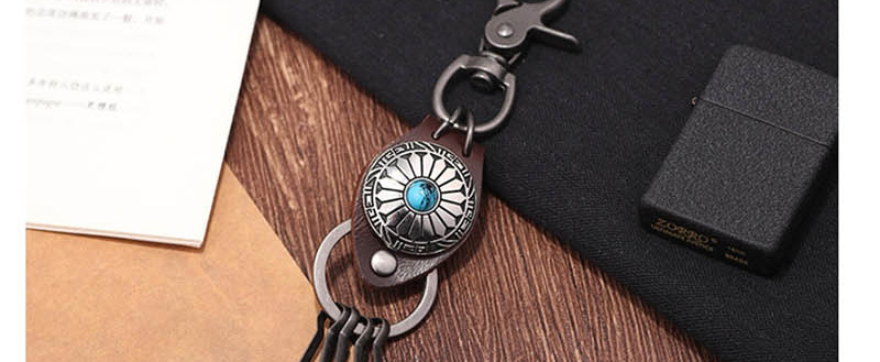 Fashion Red Pine Turquoise Leather Money Buckle,Fashion Keychain