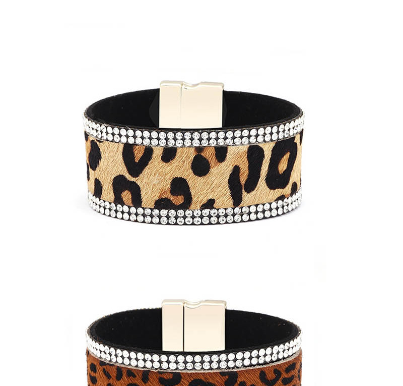 Fashion Brown Leopard Horse Hair Magnetic Buckle Bracelet,Fashion Bracelets