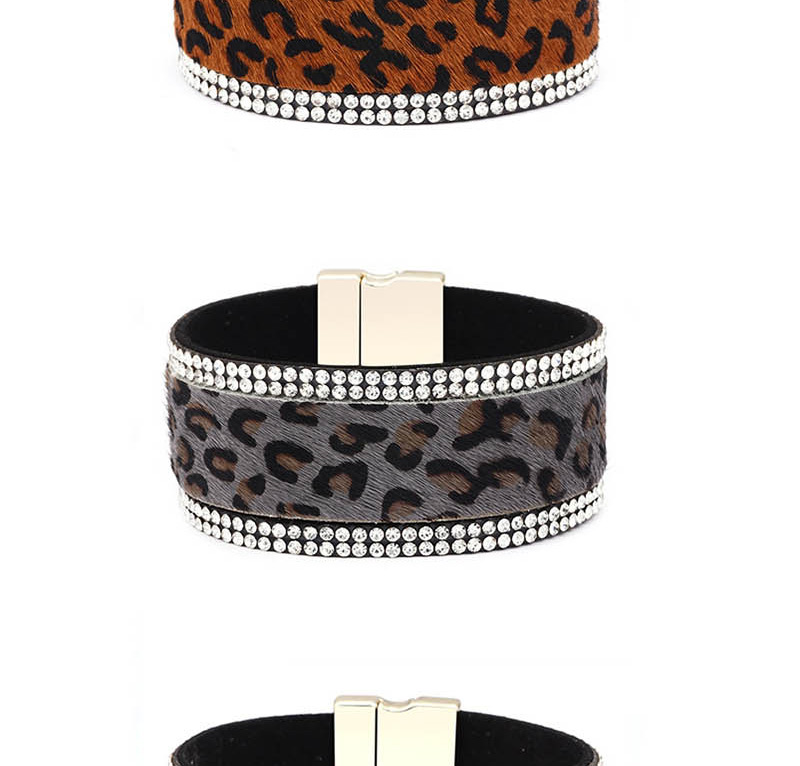 Fashion Brown Leopard Horse Hair Magnetic Buckle Bracelet,Fashion Bracelets