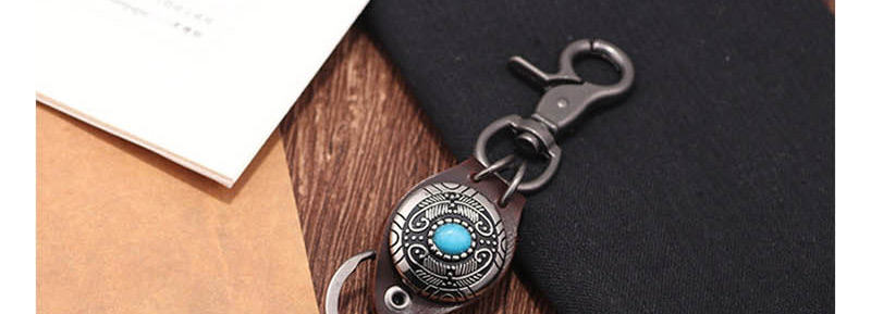 Fashion Turquoise Feather Turquoise Alloy Leather Keychain,Fashion Keychain