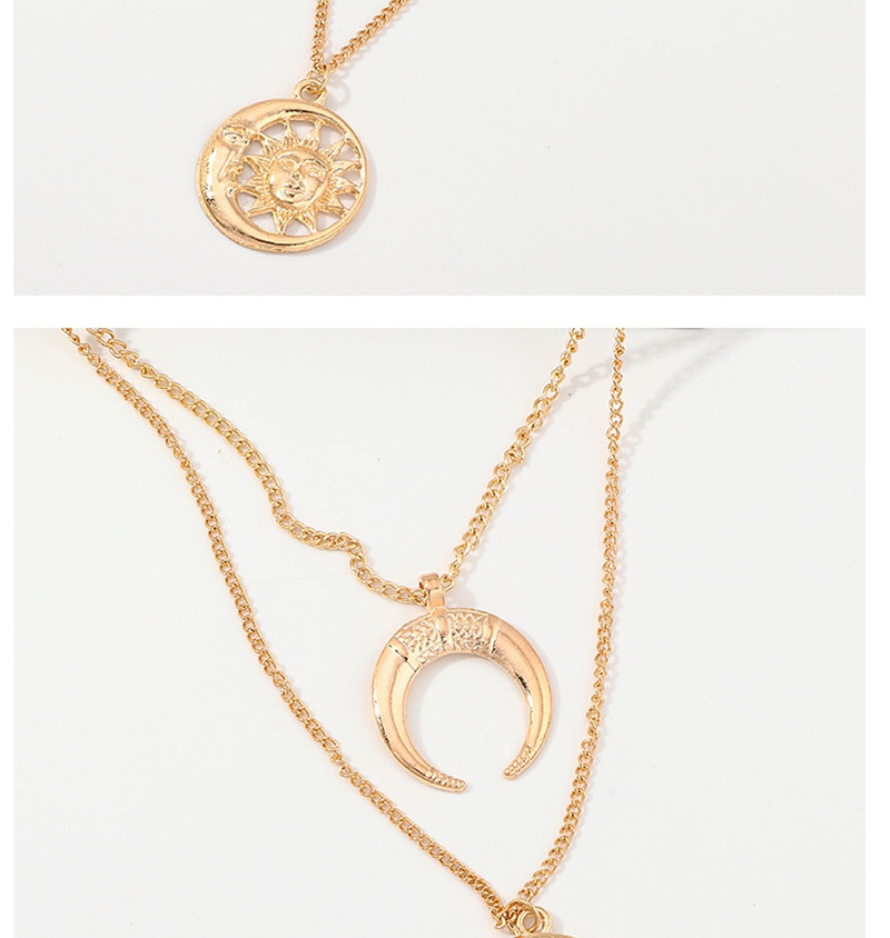 Fashion Gold Sun Moon Metal Adjustable Necklace,Multi Strand Necklaces