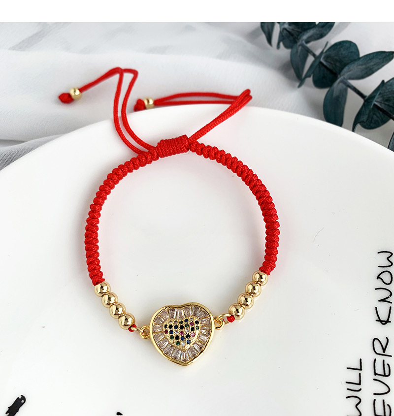 Fashion Red Copper Inlay Zircon Rope Love Bracelet,Bracelets