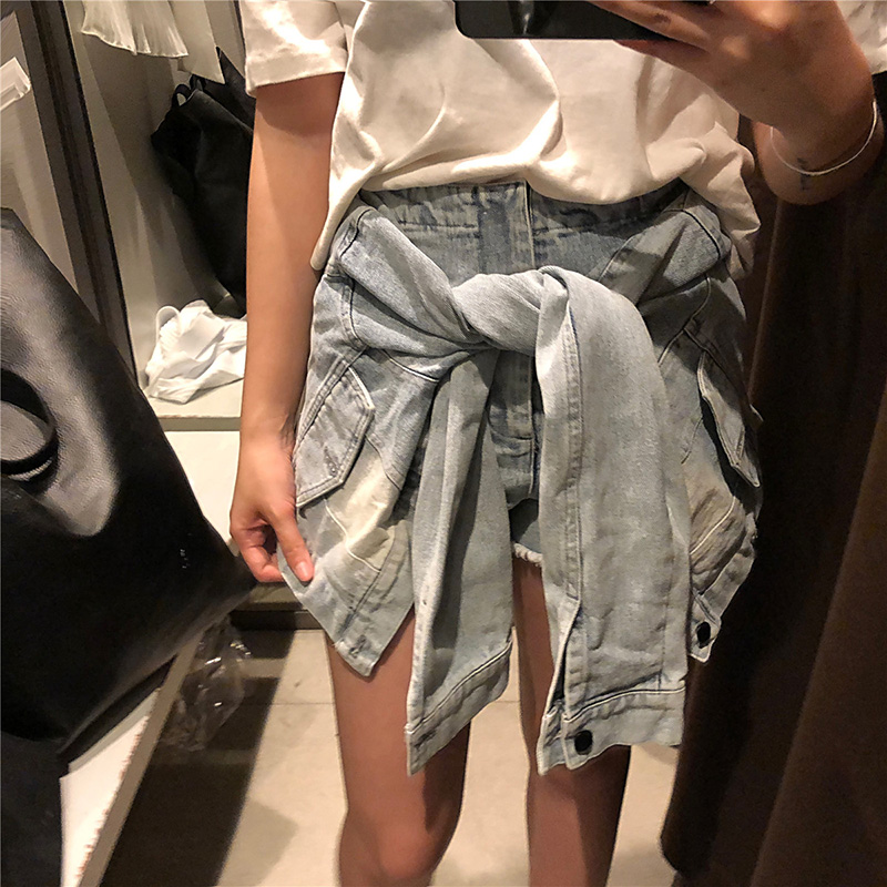 Fashion Blue Fake Two-piece Culottes,Shorts