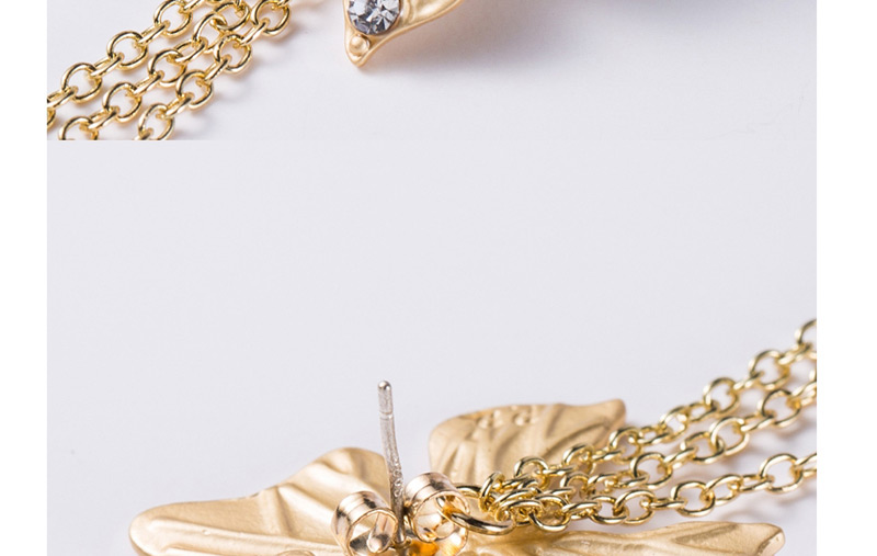 Fashion Gold  Silver Needle Butterfly Studded Tassel Earrings,Drop Earrings