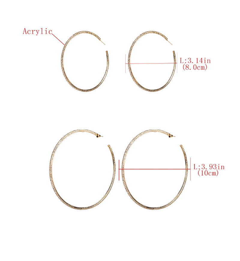 Fashion Silver 10 Large Circle With Diamond Earrings,Hoop Earrings