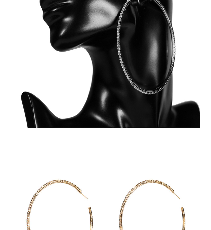 Fashion Silver 10 Large Circle With Diamond Earrings,Hoop Earrings