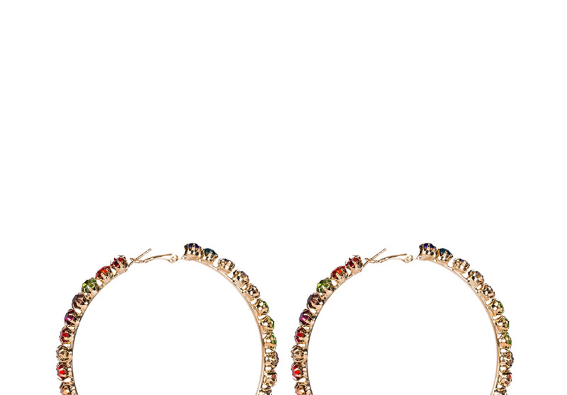 Fashion 7th Color Acrylic Large Circle Diamond Earrings,Hoop Earrings